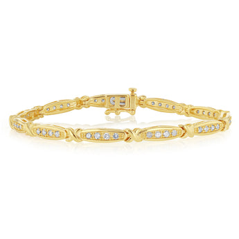 0.95 Carat Diamond 17.5cm Bracelet in Gold Plated Silver