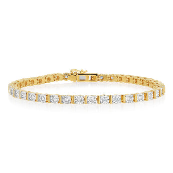 0.95 Carat Diamond Tennis 18.5cm Bracelet in Gold Plated Silver