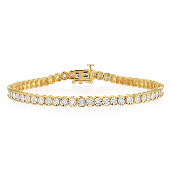 0.95 Carat Diamond Tennis 19cm  Bracelet in Gold Plated Silver