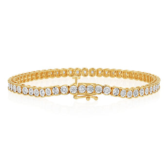 0.95 Carat Diamond Tennis 19cm  Bracelet in Gold Plated Silver