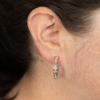 1/10 Carat Diamond Hoop Earring in Gold Plated Silver
