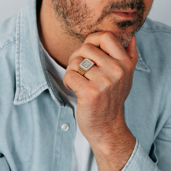 1/5 Carat Diamond Gents Ring in Gold Plated Silver