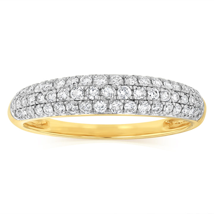 1/3 Carat Diamond Pave Ring in 9ct Yellow Gold