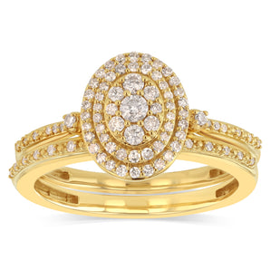 1/3 Carat Natural Diamond 2 Ring Bridal Set in 9ct Yellow Gold