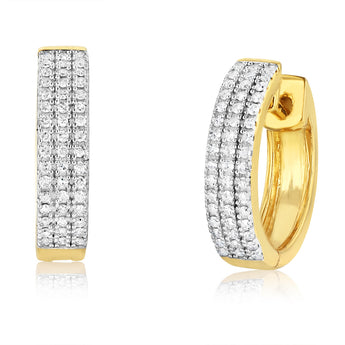 1/4 Carat Diamond Hoop Earrings in Gold Plated Sterling Silver