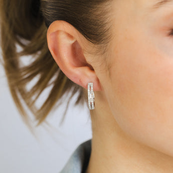 1/2 Carat Diamond Hoop Earrings in Sterling SIlver