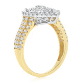 1 Carat Natural Diamond Pear Shaped Ring in 9ct Yellow Gold and Sterling Silver