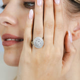 2 Carat Natural Diamond Oval Shaped Ring in 9ct Yellow Gold and Sterling Silver