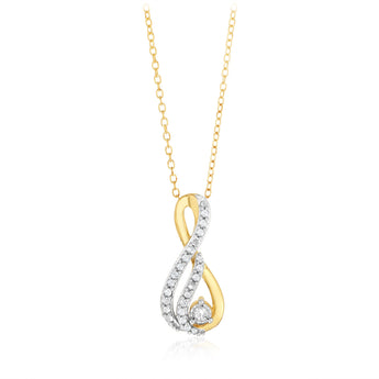 1/5 Carat Diamond Pendant on 45cm Chain in Gold Plated Silver