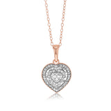 1/10 Carat Diamond Heart Pendant in Rose Gold Plated Silver on 45cm Chain