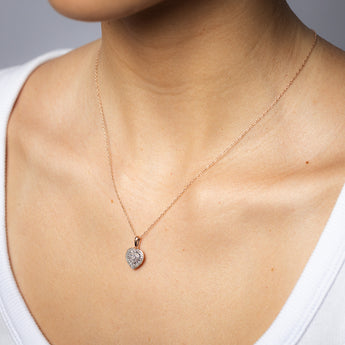 1/10 Carat Diamond Heart Pendant in Rose Gold Plated Silver on 45cm Chain