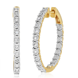 1/5 Carat Diamond Hoop Earrings in Gold Plated Silver