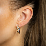 1/10 Carat Diamond Hoop 2 Tone Earrings in Gold Plated Silver