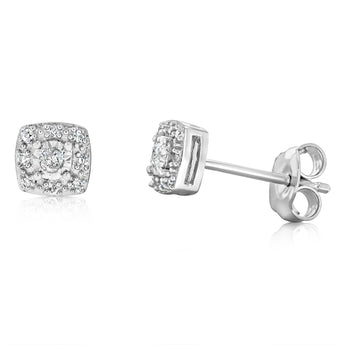 1/10 Carat Diamond Stud Earrings in Sterling Silver