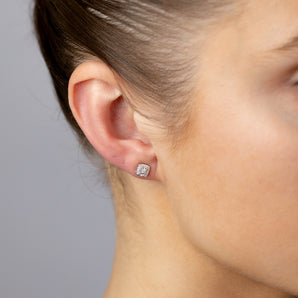 1/10 Carat Diamond Stud Earrings in Sterling Silver