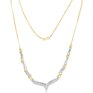 0.45 Carat Diamond Necklace 2 Tone in Gold Plated Silver