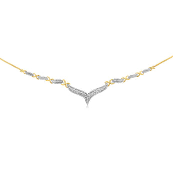 0.45 Carat Diamond Necklace 2 Tone in Gold Plated Silver