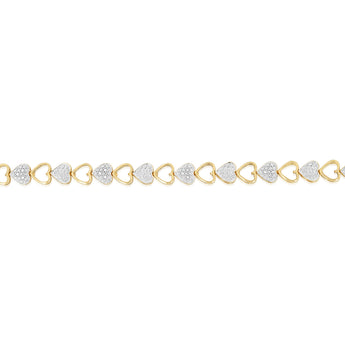 1/10 Carat Diamond 18cm Heart Bracelet in Gold Plated Silver
