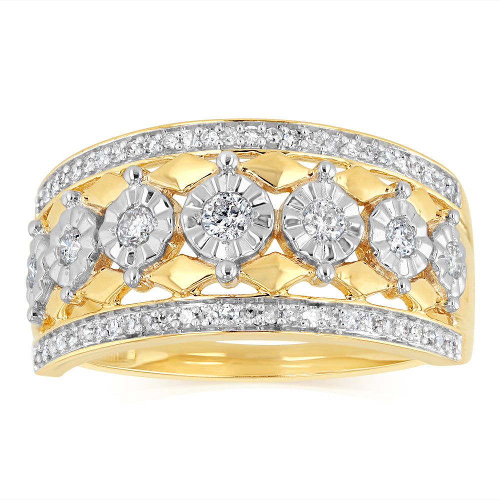 1/4 Carat Diamond Dress Ring in 9ct Yellow Gold Shiels Jewellers 1/4 Carat Diamond Dress Ring in 9ct Yellow Gold Shiels Jewellers