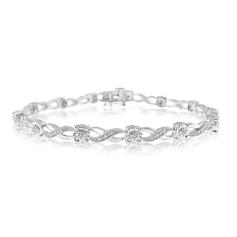1/5 Carat Diamond Hugs & Kisses 18cm Bracelet in Sterling Silver