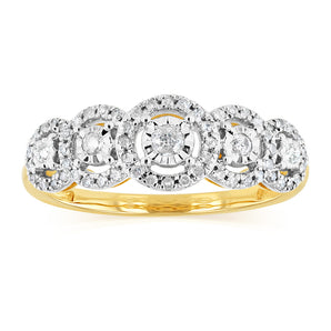 1/5 Carat Diamond Dress Ring in 9ct Yellow Gold