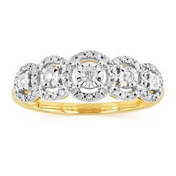 1/5 Carat Diamond Dress Ring in 9ct Yellow Gold