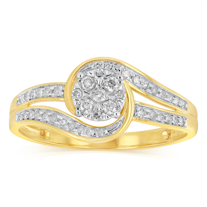 1/5 Carat Diamond Dress Ring in 9ct Yellow Gold
