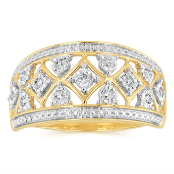 1/10 Carat Diamond Dress Ring in 9ct Yellow Gold
