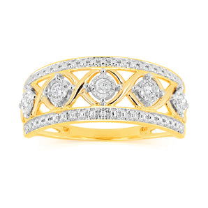 1/10 Carat Diamond Dress Ring in 9ct Yellow Gold