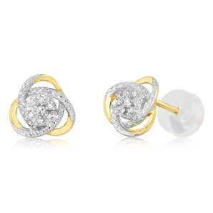 5 Points Diamond Stud Earrings in 9ct Yellow Gold