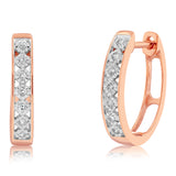 5 Points Diamond Hoop Earrings in 9ct Rose Gold