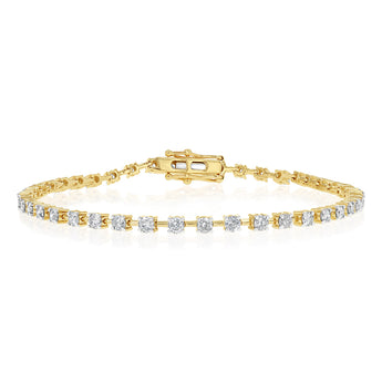 2 Carats Diamond Tennis Bracelet 17.5 cm in 9ct Yellow Gold