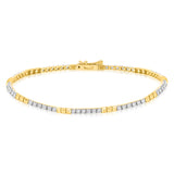 1 Carat Diamond Tennis 2 tones Bracelet 17.5 cm in 9ct Yellow Gold