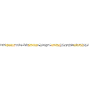 1 Carat Diamond Tennis 2 tones Bracelet 17.5 cm in 9ct Yellow Gold