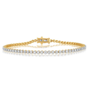 1 Carat Diamond Tennis Bracelet 17.5 cmin 9ct Yellow Gold