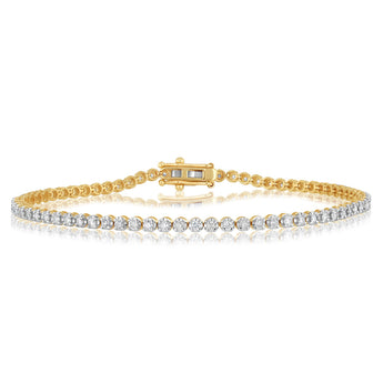 1 Carat Diamond Tennis Bracelet 17.5 cmin 9ct Yellow Gold