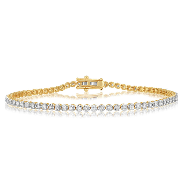 1 Carat Diamond Tennis Bracelet 17.5 cmin 9ct Yellow Gold
