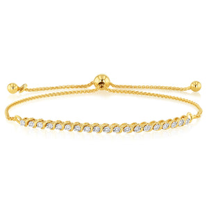 Diamonds Bracelet with 19 Round Brilliant Diamonds in Gold Plated Sterling Silver