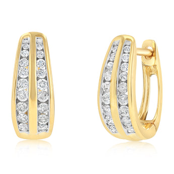1/4 Carat Diamond Hoop Earrings in 9ct Yellow Gold