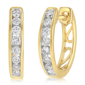 1/4 Carat Diamond Hoop Earrings in 9ct Yellow Gold