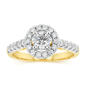 1.00 Carat Diamond Ring With 1/2 Carat Australian Diamond Centre in 9ct Yellow Gold