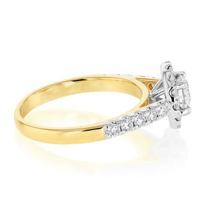 1.00 Carat Diamond Ring With 1/2 Carat Australian Diamond Centre in 9ct Yellow Gold