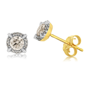 1/2 Carat Diamond Stud Earrings in 9ct Yellow Gold