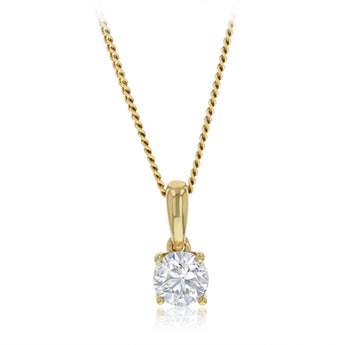 1/2 Carat Diamond Solitaire Pendant in 9ct Yellow Gold