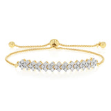 Diamond Slider Bracelet with 18 Round Brilliant Cut Diamonds in Gold Plated Sterling Silver