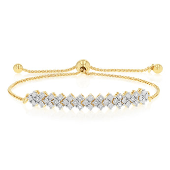 Diamond Slider Bracelet with 18 Round Brilliant Cut Diamonds in Gold Plated Sterling Silver