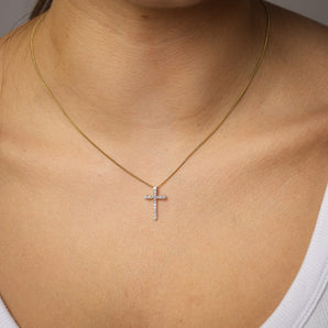 0.27 Carat Diamond Cross Pendant in 9ct Yellow Gold