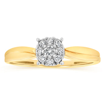 0.13 Carat Diamond Ring in 9ct Yellow Gold