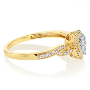 0.23 Carat Diamond Ring in 9ct Yellow Gold
