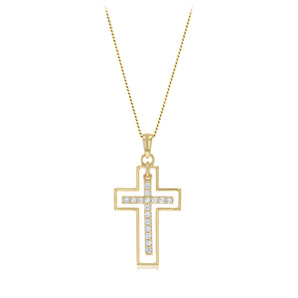 0.24 Carat Diamond Cross Pendant in 9ct Yellow Gold